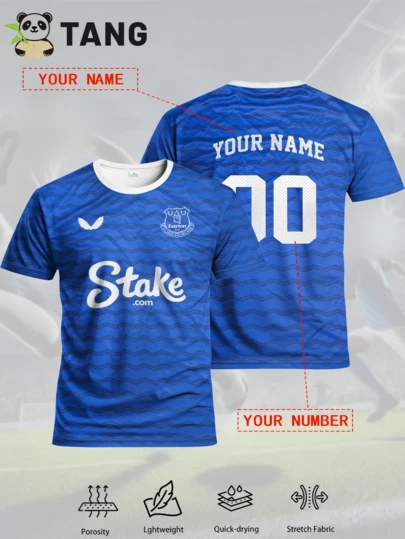 Everton 25/26 Home Customized Men's Football Jersey, Comfortable Round Neck Sports Shirt, Suitable For Football Training, Casual Wear, And Gift