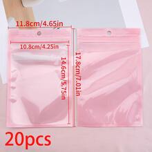 20pcs Sweet Pink Bow Zipper Bags, Transparent Resealable, Suitable For Jewelry Packaging, Small Retail Item Display, Gift Party Packaging - Pink - View 15