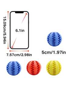 1/3pcs Small Pet Hamster Parrot Toy Ball, TPR Slow Feeder Toy, Blue/Red/Yellow Food Interactive Toy, Dental Care & Boredom Relief Small Pet Toy Ball, Rabbit Chew Toy Ball - Multicolor - View 17