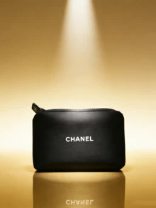 CHANEL Material, Cosmetic Bag, Spacer Cotton, Coin Purse, Lipstick Case, Key Pouch, Zipper Bag, Storage Pouch - Black - View 1