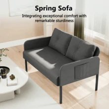 Canapé 2 places Fabulcozy, 110 cm, design minimaliste avec dossier haut et tissu respirant et confortable, idéal pour balcon, terrasse ou salon. - Gris - Voir 2