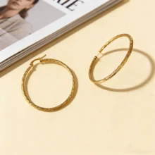 Pendientes de aro lisos de acero inoxidable 304 para mujeres, diseño minimalista y de lujo - Dorado - Ver 16