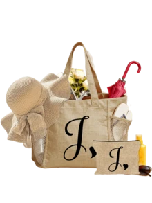 1/2/3 pezzi Set di borse a tracolla in lino con lettera iniziale, borse da spiaggia con monogramma da A a Z con tasche laterali in rete e pochette abbinata, ideale per trasportare gli essenziali da spiaggia, la spesa, gli articoli quotidiani e aggiungere un tocco preppy personalizzato agli outfit estivi, adatto per gli amanti della spiaggia, damigelle, studenti, donatori di regali, perfetto per gite in spiaggia, giornate in piscina, picnic, shopping, addii al nubilato, borsa da shopping riutilizzabile - Multicolore - Visualizzare 63