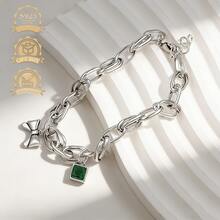 1件时尚925纯银立方氧化锆皇冠心形手链，优雅艺术感十足，适合日常佩戴和送礼。 - 銀色 - 查看 5