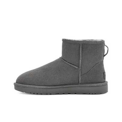  UGG Classic Mini Schafsfell Warm, rutschfest, thermisch gefütterte kurze Schneestiefel für Damen, Grau