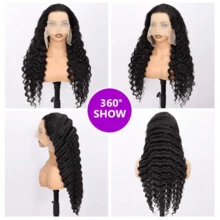 bling hair Perruque Cheveux Humains 13x6 Lace Frontale Deep Wave Noir Naturel, Perruque Naturelle Brésilienne 180 Densité 30 32 Pouces, Perruque Lace Front HD Transparente Pré-Épilée Avec Nœuds Discrets, Cheveux Humains Souples Undulations Profondes, Perruque Lace Frontal 13x6 Large Raie Effet Naturel, Bonnet Ajustable Comfortable Et Respirant, Perruque Cheveux Humain Prête à Porter, Adaptée Usage Quotidien, Travail, Soirée, Mariage, Sortie, Perruque Femme Texture Deep Wave Longue Et Volumineuse, Perruque Naturelle Haute Densité, Coiffure Ondulée Élégante, Perruque Lace Frontale Cheveux Humains Style Naturel Et Soigné - Natural Black - 查看 7