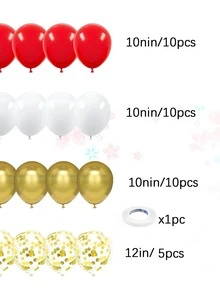 36 Stücke//Rote und goldene Luftballons/Bänder, 10/12 Zoll matte rote, weiße, metallische goldene und goldene Folien-Konfetti Latexballon-Set, geeignet für Geburtstag, Valentinstag, Hochzeit, Brautparty, Jahrestag, Junggesellinnenabschied und andere Anlässe Partydekoration - Verschiedenfarbig - Übersicht 2