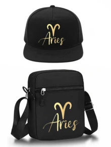 2pcs Zodiac Sign Graphic Print Y2K Streetwear Baseball Cap & Crossbody Bag Set, Adjustable Unisex Hat & Shoulder Bag, Great Gift For Yourself And Friends - Multicolor - View 12