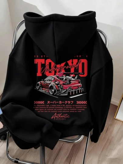 Tween Girl Clothes, Hooded Sweatshirt For Girls With Red Letters And A Red Sports Car Print..Soft And Machine-Washable, Casual And Fashionable, Suitable For Travel, Party And Campus Wear.Suitable For School, Vacation And Shopping Outfits