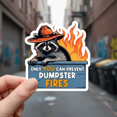 3Inch "Only You Can Prevent Dumpster Fires" Raccoon Vinyl Sticker. Encouragement Text Humor Rainbow Fun And Inspirational Sticker. For Employees, Managers, And Colleagues | Perfect Cubicle Decor, Gag Gift For Work, Or Motivational Reminder | Waterproof And Durable Vinyl ,It Can Be Used On Laptops, Water Bottles, Mobile Phones, Suitcases, Car Windows, Etc.You Can Also Stick Them Where You Want!