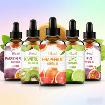  Hllozzi 30毫升水果系列香薰精油：百香果/葡萄柚/青柠/无花果/奇异果（五种香型）——清新甜美的果香，持久留香。适用于卧室、书房、香薰机和车载空气清新剂。情人节理想礼物。