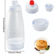 1/2pcs 1000ml/33.8oz Multi-Purpose Baking Spice Jars - With Precise Measurement Markings, Easy Squeeze & Clean, Suitable For Fridge Storage Of Leftovers, Great For Making Pancakes, Waffles And Cupcakes - Multicolor - View 3