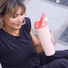 887ml (30oz) Vaso aislado de acero inoxidable con pajita, taza de café con asa, botella de agua de gran capacidad casual, botella de agua para deportes al aire libre, modo de bebida dual, regalo de vuelta a la escuela, compatible con tapas O-Wala, adecuado para viajes, oficina, campamento, cocina (Jade brillante de nieve/Tueste claro/Eucalipto/Negro profundo) - 30 oz (887 ml) - Ver 2