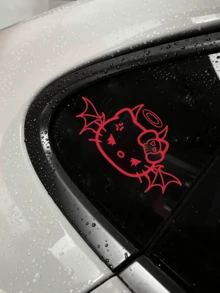 1 Piece Of Sanrio Cute Cartoon Hello Kitty Sticker, Suitable For Motorcycles, Car Scooters, Scratch-Resistant, Waterproof And Sunscreen, Fuel Tank Cap, Car Window, Bumper Decorative Sticker - Devil KT - View 9