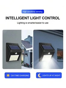 1 buah Lampu Luar Ruangan Bertenaga Surya 20/30/40 LED, Bertenaga Surya, Lampu Dinding Surya Lumens Super Tinggi, Saklar 3 Mode, Lampu Sensor Surya Halaman Luar Ruangan, Lampu Dinding Surya 4 Sisi Tahan Air dengan Sensor Gerak, Cocok untuk Taman, Rumah, Garasi - Hitam - View 5