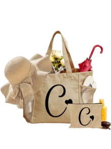 1/2/3 pezzi Set di borse a tracolla in lino con lettera iniziale, borse da spiaggia con monogramma da A a Z con tasche laterali in rete e pochette abbinata, ideale per trasportare gli essenziali da spiaggia, la spesa, gli articoli quotidiani e aggiungere un tocco preppy personalizzato agli outfit estivi, adatto per gli amanti della spiaggia, damigelle, studenti, donatori di regali, perfetto per gite in spiaggia, giornate in piscina, picnic, shopping, addii al nubilato, borsa da shopping riutilizzabile - Multicolore - Visualizzare 35