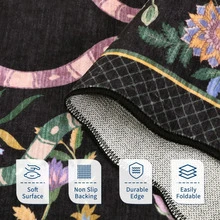 1pc Faux Wool-Like Semicircle Floral & Double Snake Print Decorative Rug/Mat, Low Pile Carpet, Soft & Foldable, Machine Washable, Suitable For Living Room, Bedroom, Study, All Seasons, Pet-Friendly - Rice - View 8