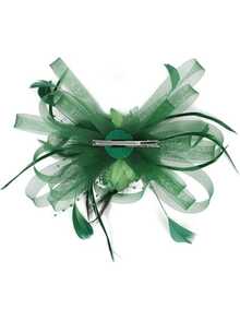 1pc Green Charming Hat, 20/50s Style Fascinator Tea Party Headpiece With Veil, Suitable For Women & Girls Beauty Home Hair Accessories Hairband - Green - View 3