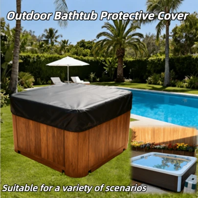 2026年假日及新年必备黑色牛津布防护罩套装 - 耐用沙箱玩具罩、户外浴缸罩、花园长椅罩，具备防尘、防水、防紫外线、防撕裂、防风和防晒功能，多种尺寸可选，适用于庭院、露台、农场和庄园的假日聚会，是圣诞节户外装饰、新年派对家具的理想保护，并可提供全年全天候防护。