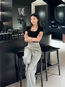 Nike Sportswear Phoenix Fleece 純色繫帶高腰寬腿針織運動褲 女款 灰色 - 灰色 - 查看 9