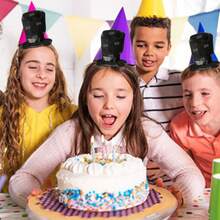 Diadema de Halloween: Una diadema con sombrero negro en un color aleatorio para disfraces de todas las edades, fiestas de cosplay, carnavales, Halloween y más. - 1 pieza - Ver 4