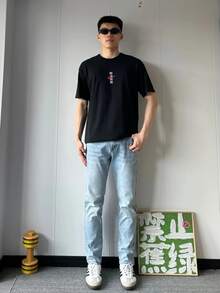 Nike Sportswear 2025 高中/大学入学考试满分运动休闲透气圆领短袖T恤，黑色 - 黑色 - 查看 6