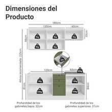 Cocina Integral Completa Modular Madesa Vik 180cm BV 01 - Blanco y Verde - Ver 3