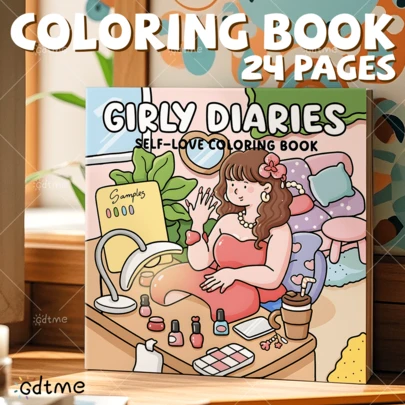 Libro de colorear para adultos "A Girls' Life" 5, con 24 páginas de diseños lindos y divertidos para aliviar el estrés. Un regalo de cumpleaños para mujeres, regalo de aniversario, regalo del Día de la Mujer o de Pascua, artículos de papelería de vuelta a la escuela, suministros de oficina, 7.9 X 7.9 pulgadas.