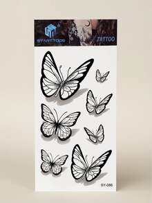 Tatuajes temporales con diseño de mariposas 3D, variados diseños de mariposas y flores, aptos para muñeca, tobillo, hombro, cuello, clavícula, pegatinas de tatuaje realistas impermeables, DIY para carnaval, San Valentín, regalos de fiesta - Multicolor - Ver 16