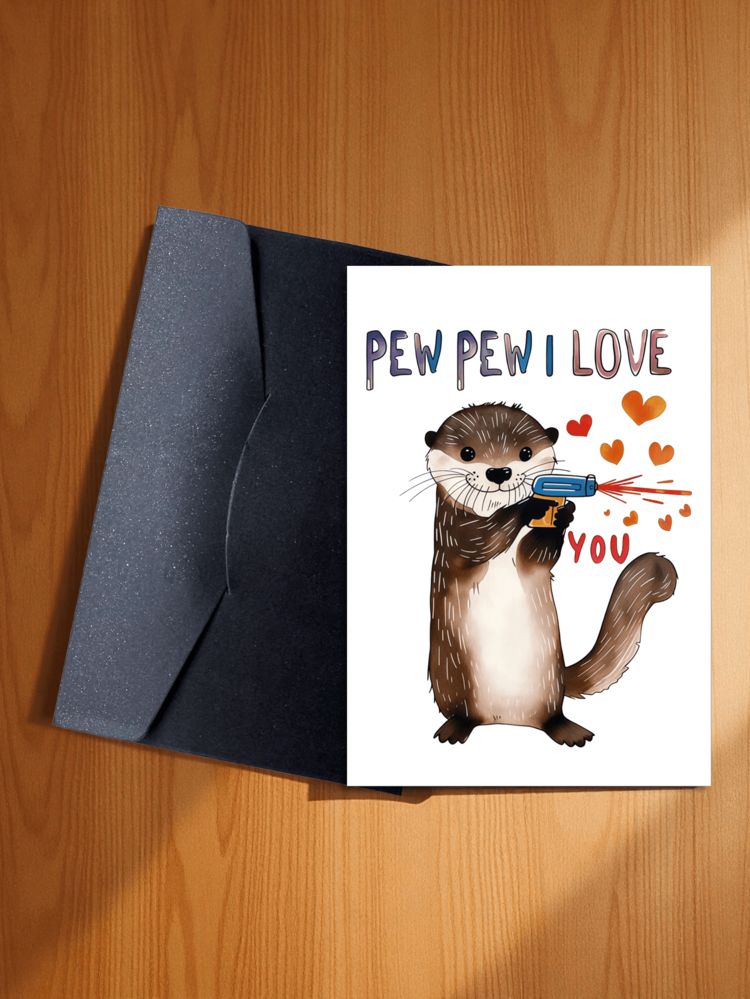 2 st/set söta och roliga kärleksbrevskort med utter, födelsedagskort, inbjudningskort med kuvert, lämpliga för par, makar, alla hjärtans dag, årsdag, jul, fars dag - present till make, fru, flickvän, pojkvän eller vem som helst - perfekt för romantiska tillfällen, singelfest, bal, nära och kära - perfekt val för par - B - Visa 17