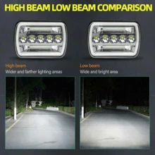 7x6 Inch 5x7 Inch LED Car Headlight, High/Low Beam, Rectangular Headlamp With White Daytime Running Light And Yellow Turn Signal, Auto Parts - 1pcs - View 7