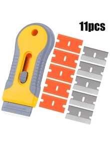 1 Set Of Glass Scraper With 5 Steel Blades And 5 Plastic Blades, Suitable For Removing Stickers, Grease, Paint And Adhesives On Oven Glass Surfaces - A - View 2