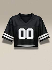 Áo nỉ crop top bóng đá màu đen thiết kế riêng, phong cách đường phố cá tính dành cho nữ, họa tiết thành phố, thiết kế miễn phí, giao hàng nhanh, thiết kế trễ vai. - màu đen - Xem 3