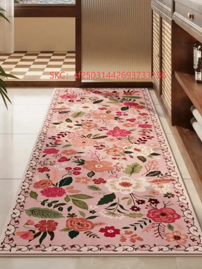 1 szt. Piękny dywan w kwiaty, jasnozielona podstawa z kolorowym kwiatowym wzorem, dywan do dekoracji wnętrz na święta, odporny na zabrudzenia, antypoślizgowy, łatwy do czyszczenia i prania w pralce, dostępny w wielu rozmiarach, wygodny i stylowy, odpowiedni do salonu, sofy, drzwi, sypialni, na zewnątrz, dekoracyjny dywan, wystrój sypialni, mały dywanik, dywan, wystrój domu, dywan do salonu, mały dywanik do salonu, dywan do sypialni, wystrój salonu, dywan zewnętrzny, zmywalny dywan