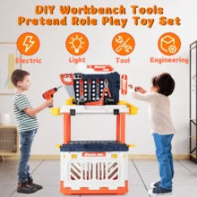 Kids Tool Bench Set 4-In-1 Transformable Construction Toys - Orange - View 2