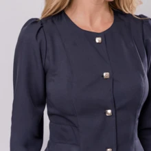 Women's Long Sleeve Button Gabardine Lab Coat Oli - Navy Blue - View 5
