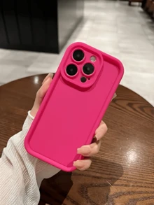 Funda de teléfono minimalista de TPU mate color rojo rosa, anti-caída y anti-golpes, compatible con Apple 15/14/13/12/11/7/8/PLUS/XSMAX/XR/XS/X, versión internacional, no la versión nacional - Rosa Fucsia - Ver 6