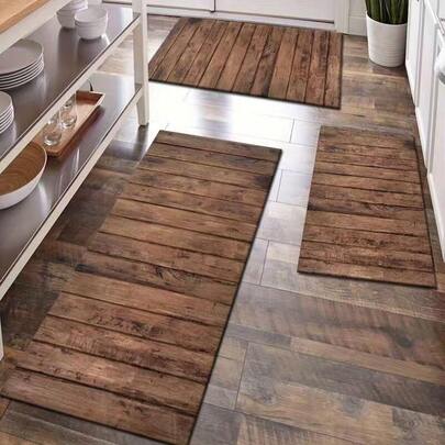 1 pezzo Tappeto da cucina con motivo in legno, tappetino da cucina, tappeto da cucina, zerbino, tappetino piccolo, tappeto, passatoia, tappeto da pavimento, decorazione per la casa, tappeto da zona, tappetino da esterno, tappeto da camera da letto, tappeto lavabile
