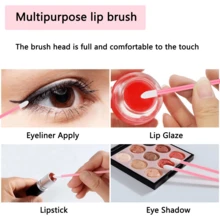 200支装一次性唇刷 - 植绒绒毛刷头，适用于唇膏、唇彩和遮瑕膏，旅行装化妆工具，黑色手柄，赠品 - 粉色 - 查看 7