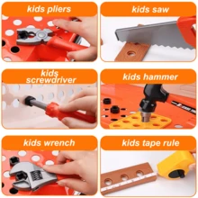 Kids Tool Bench Set 4-In-1 Transformable Construction Toys - Orange - View 3