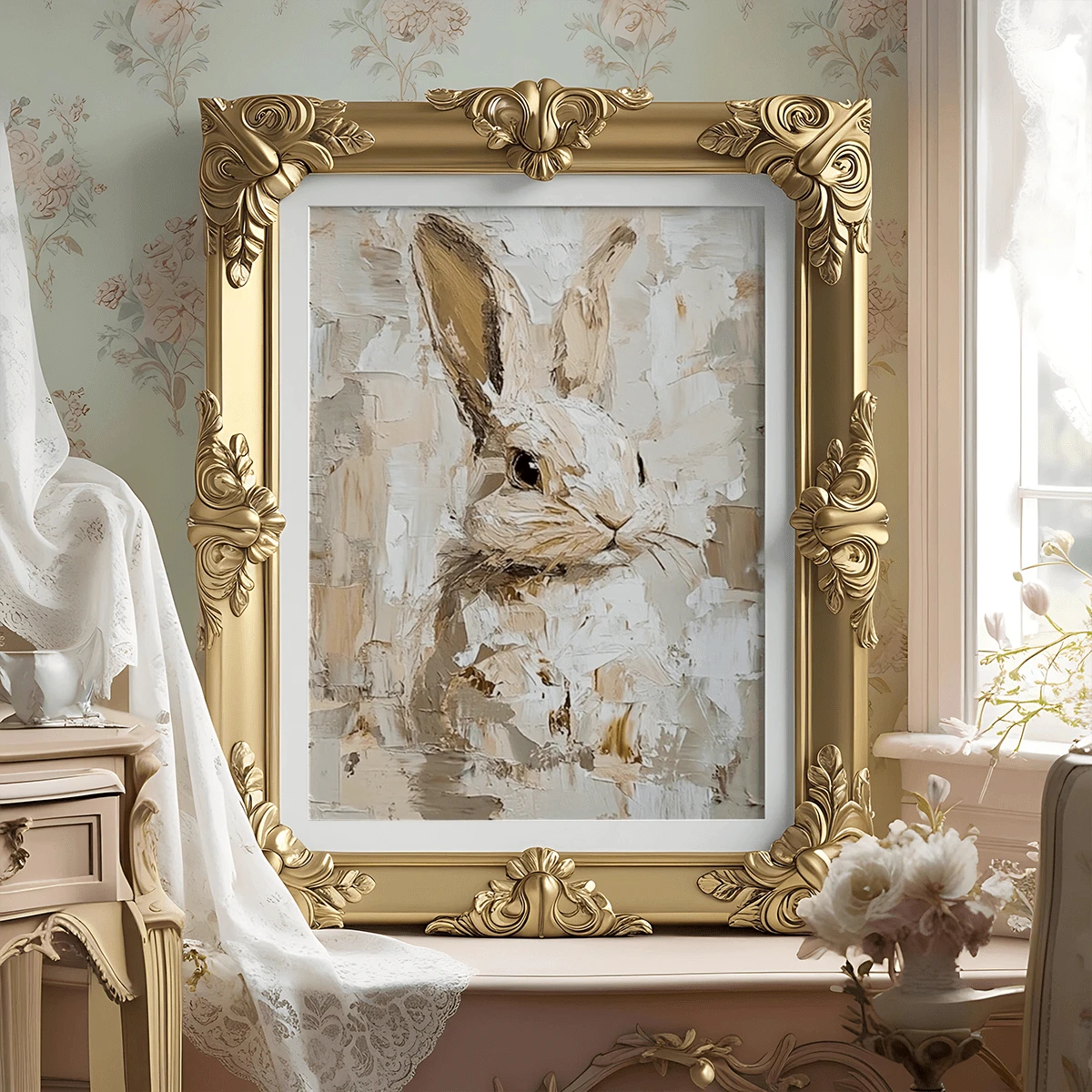 لوحة جدارية فنية عتيقة، طباعة على قماش، أرنب صغير جذاب، لوحة أرنب تجريدية، فن حيواني، فن جداري للربيع، ديكور عيد الفصح، ملصق عيد الفصح، ديكور منزل ريفي، مؤطر أو غير مؤطر، ديكور غرفة، ديكور منزلي، ديكور شقة سكنية للطلاب، هدايا لديكور الجدران في الفندق، المنزل، غرفة المعيشة، غرفة النوم، الحمام والمكتب - A - مشاهدة 1