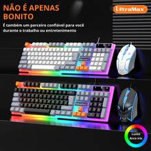 UltraMax ULT-026T RGB Semi-Mechanical Gaming Keyboard, Full Size (100%), ABNT2 Format - trắng - Xem 5