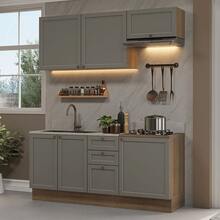 Cocina Integral Completa Modular Madesa Vik 180cm MG - Marrón y Gris - Ver 1