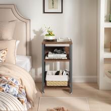 Mesas Auxiliares,40*30*65cm Mesita de Noche para Recámara, Mesa Auxiliar de 3 Niveles, Mesa Noche con Panel Trasero,Mesa De Centro Estante Organizador Mesa Auxiliar Para Sala Repisa De Madera Estante Organizador Mesa Auxiliar Para Sala Mesas Para Jardin Repisa Deestante Organizador Mesa Auxiliar - Granate - Ver 8