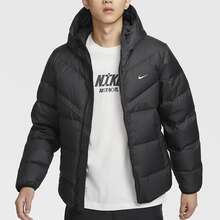 Nike Storm-FIT Windrunner 防風拒水時尚連帽拉鍊長袖麵包羽絨外套 男款 黑色 - 黑色 - 查看 5