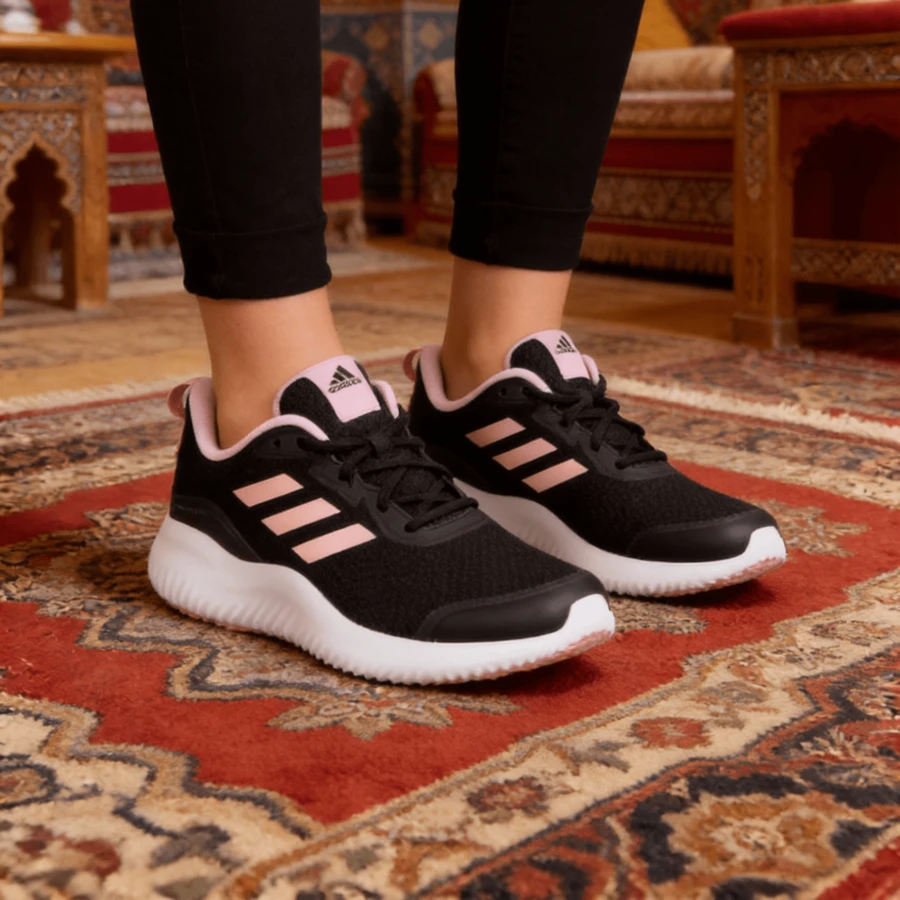 Adidas ALPHACOMFY 女士跑步运动鞋透气休闲运动鞋 ID0352 - 黑色/粉紅色 - 查看 1