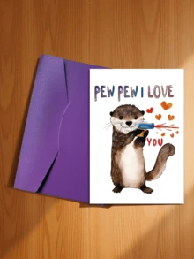2pcs/Set Cute & Funny Otter Love Letter Cards, Birthday Cards, Invitation Cards With Envelopes, Suitable For Couples, Spouses, Valentine's Day, Anniversary, Christmas, Father's Day - Gift For Husband, Wife, Girlfriend, Boyfriend Or Anyone - Perfect For Romantic Occasions, Singles Party, Ball, Loved Ones - Ideal Choice For Couples - B - View 19
