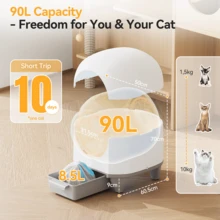 DEVOKO Self-Cleaning Cat Litter Tray APP Remote Control XXL Extra-Large Capacity + 10L Waste Bin Pet-Friendly Cat Toilet - White - View 6