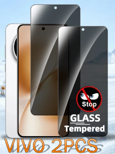 适用于多款手机的2片装钢化玻璃屏幕保护膜，黑色边框设计，防窥、防碎裂、防油污、防刮擦，高清显示，触感顺滑，超薄35°隐私保护，精准贴合，易于安装，无气泡，智能手机配件