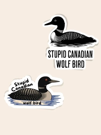 "Stupid Canadian Wolf Bird" Sticker - Funny Loon Silhouette Decal For Hockey Romance Fans, Viral BookTok Bookish Gift, Waterproof Vinyl For Kindle, Laptop & Water Bottle